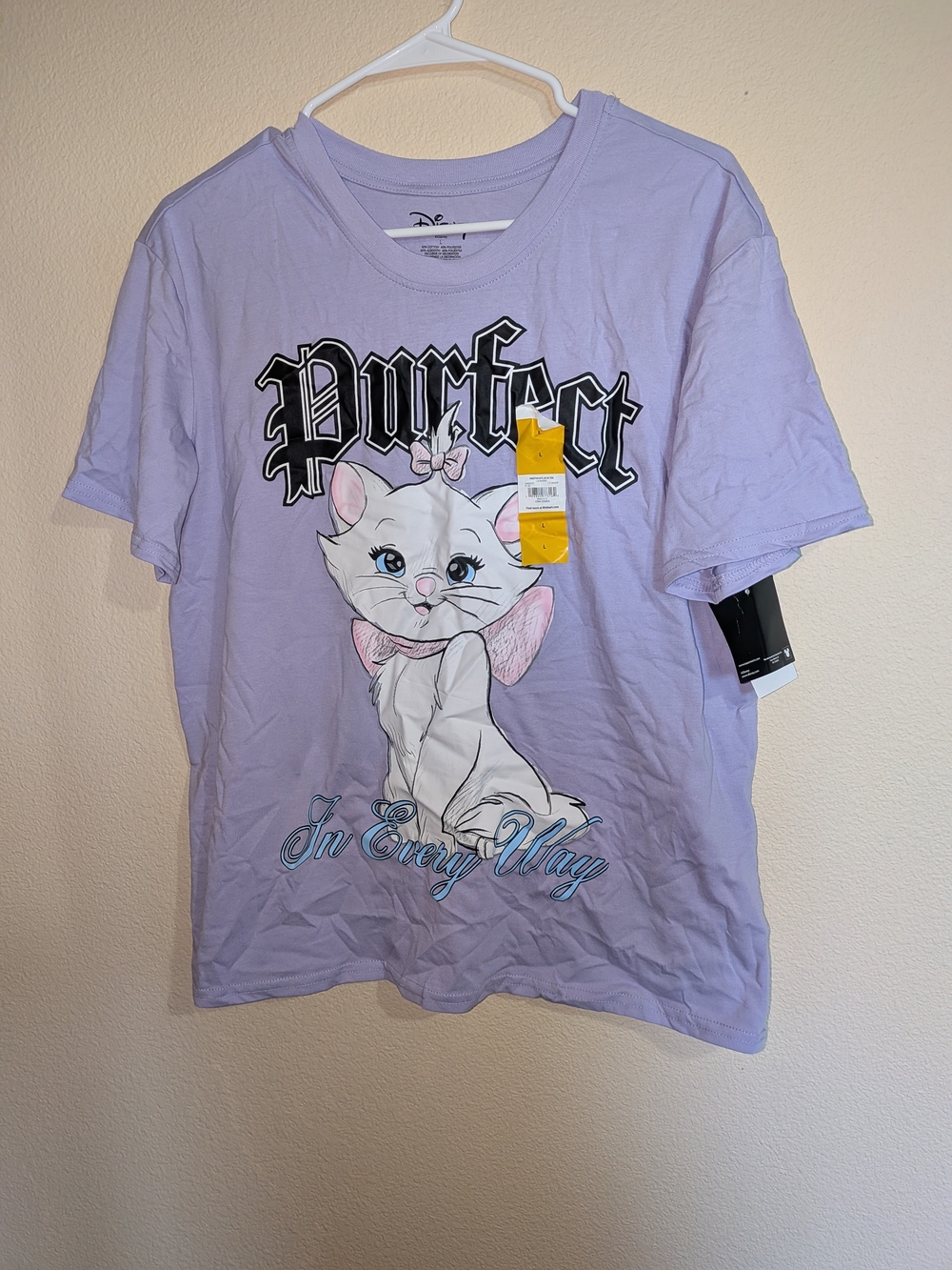 Disney Lavender 'Purrfect' Cat Graphic Short Sleeve Tee